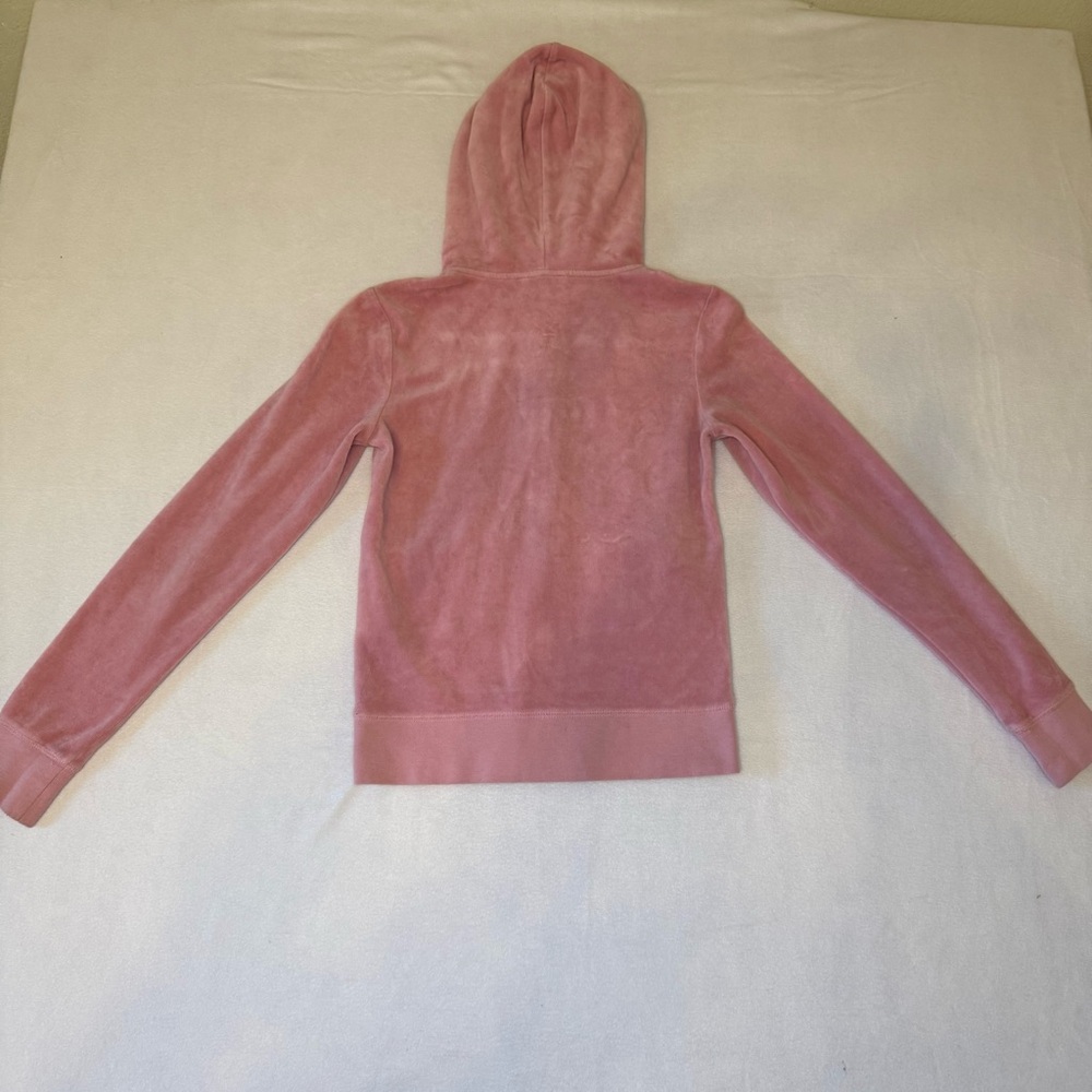 Juicy Couture Pink Velour Zip Up Hoodie Women’s Small Rhinestone “J” Zipper Y2K‎ - Picture 3 of 11